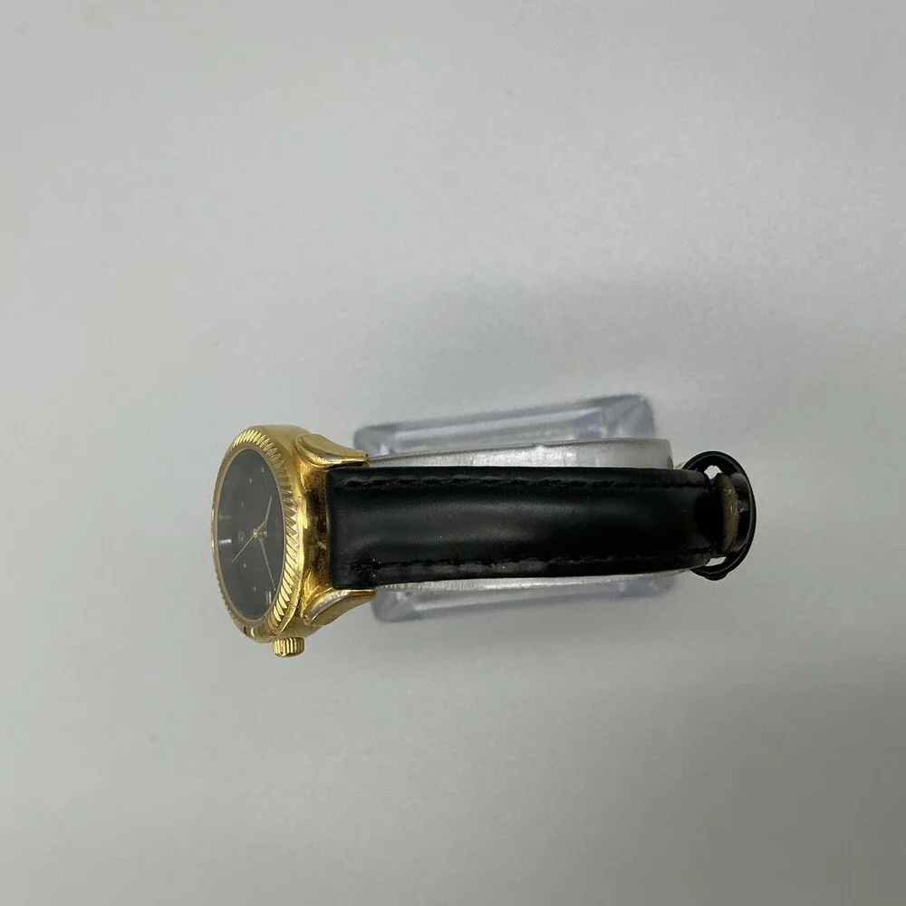 Vintage Timex Indiglo Womens Watch 25mm Black Dial Gold Tone Date New Battery